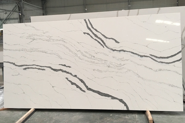 calacatta white quartz agglomerated stone slab 