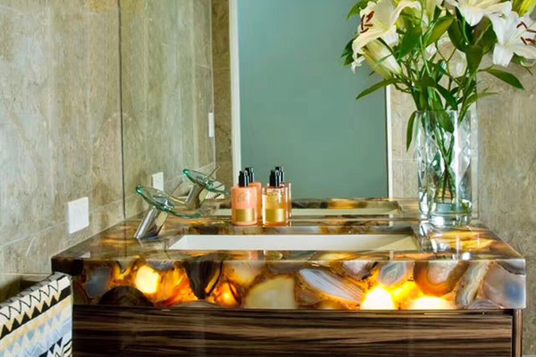 Translucent onyx vanity top