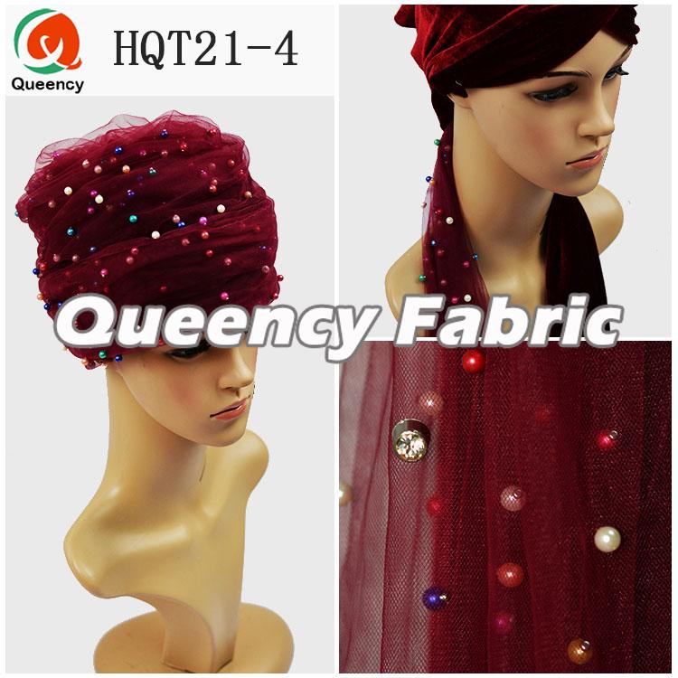 Velvet Turban Beaded Net Fabric Headband 