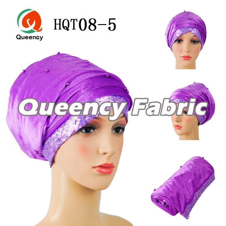 Lilac Beaded Hijab Muslim Turban