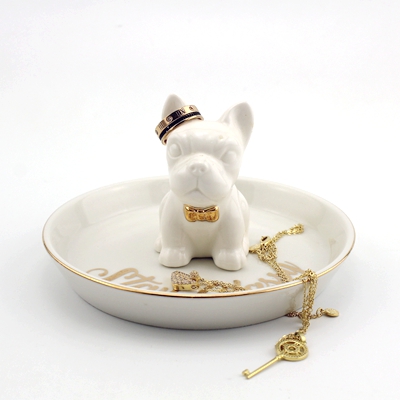 golden dog trinket dishes