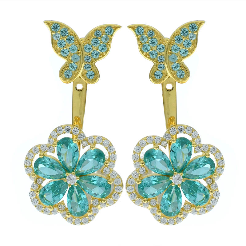 pariaba yag stone flower stud earring