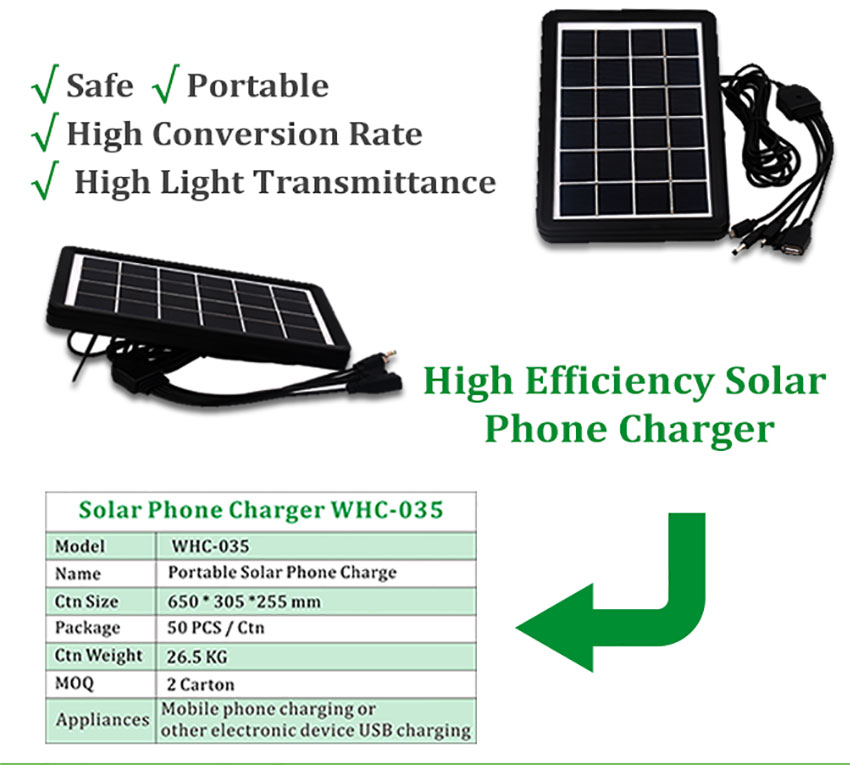 3W Portable USB Solar Panel Power Mobile Charger strength