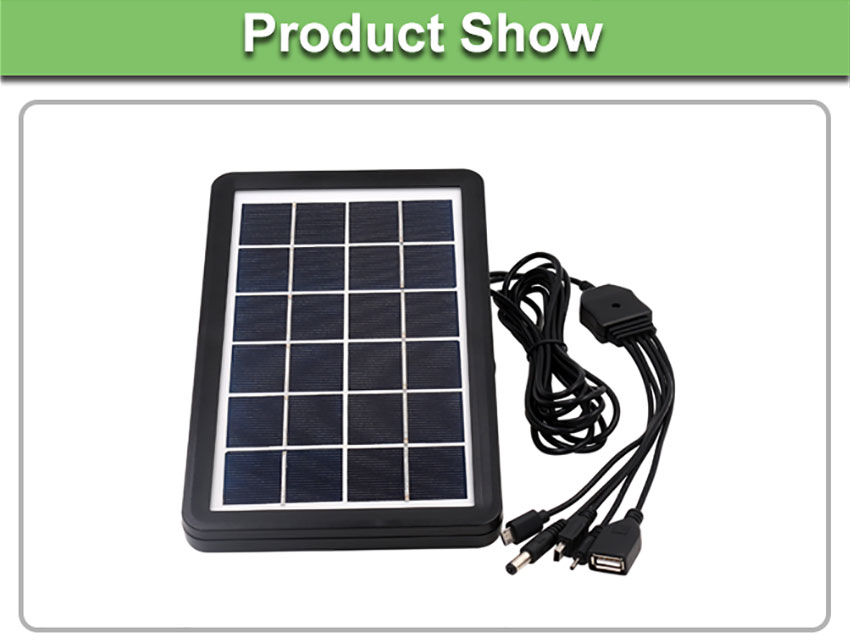 3W Portable USB Solar Panel Power Mobile Charger front show