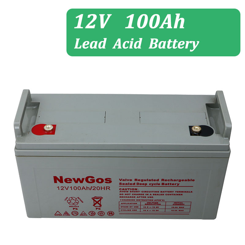 12V 100Ah Deep Cycle Lead Acid Solar Storage Battery positive negative