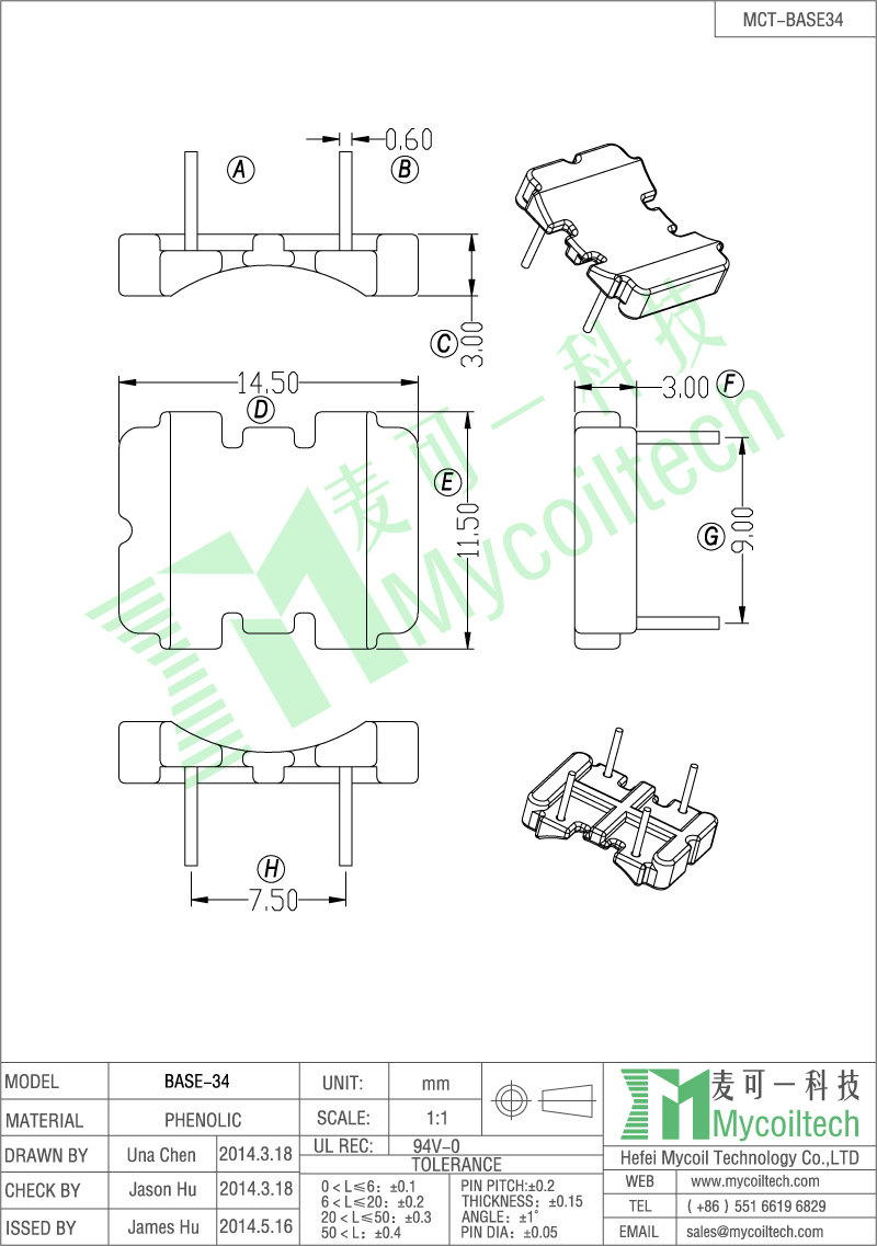 2+2 pin inductor base