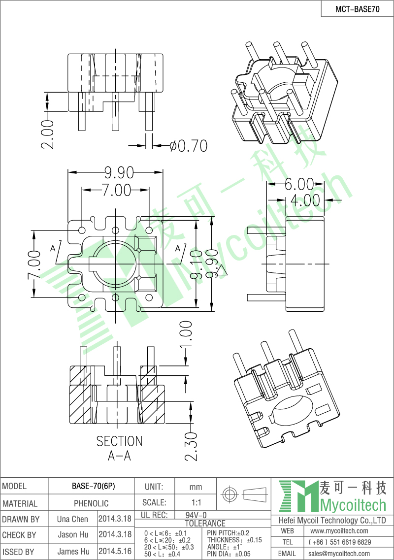 PFC choke inductor base