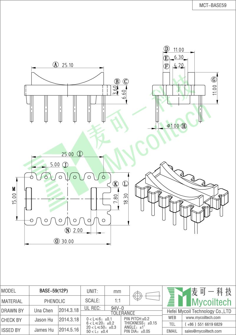 Coil inductor with plastic base