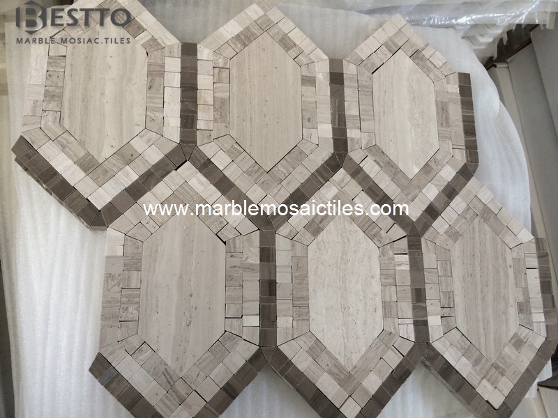 Wooden marble Hexagon Mosaic