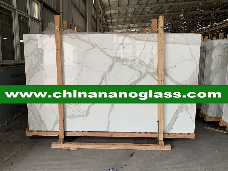 Calacatta Nano Crystal Glass Slab Artificial Marble Stone Panel 1