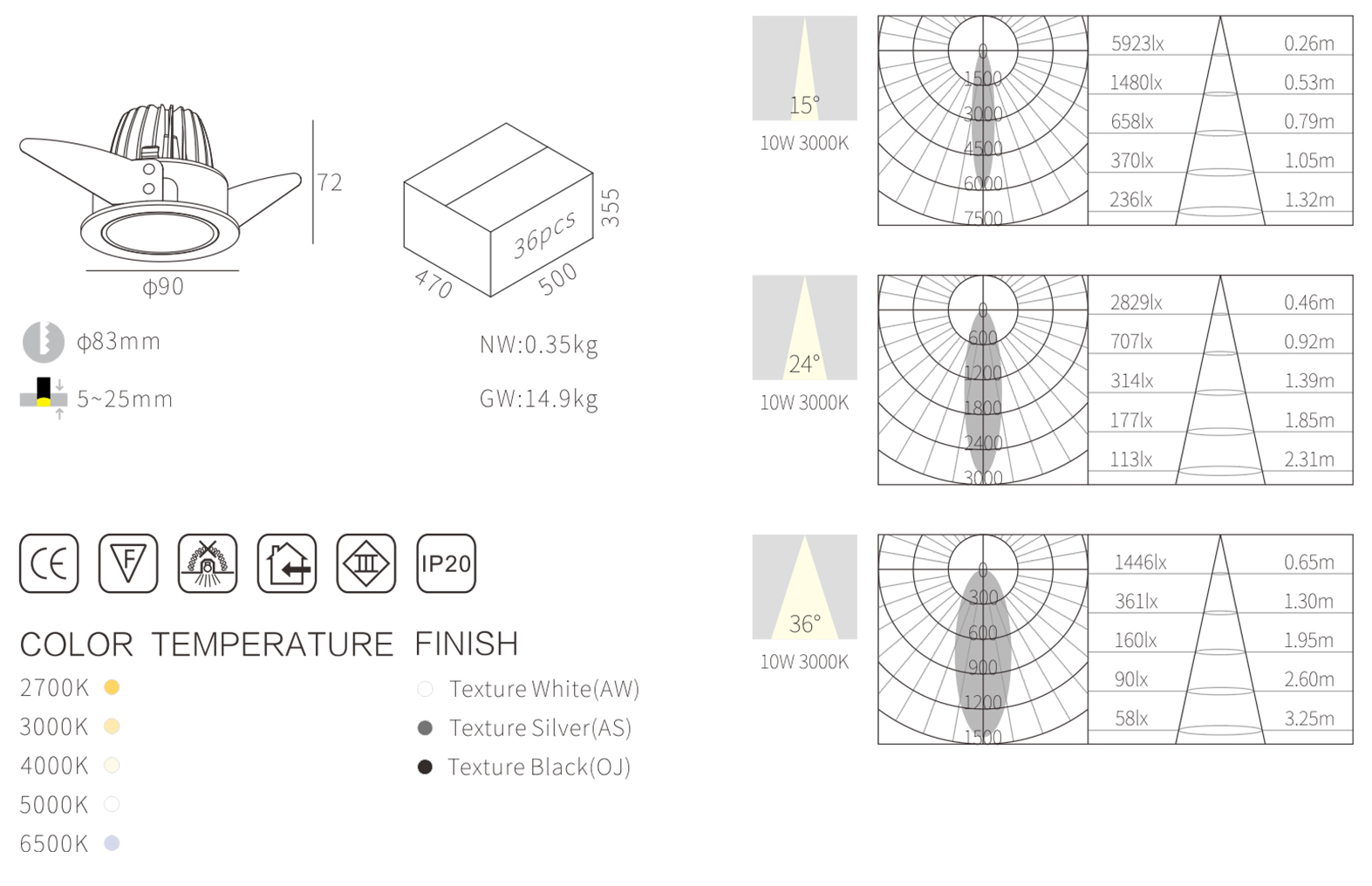 led recessed down light