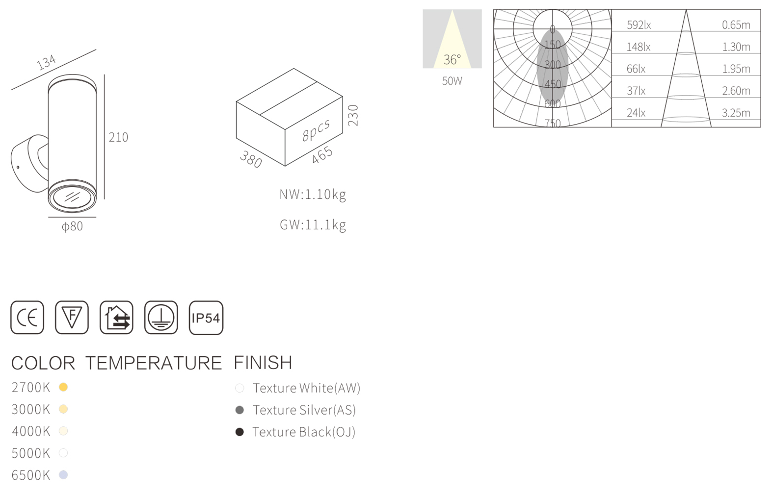 Exterior IP54 GU10 Wall Lights