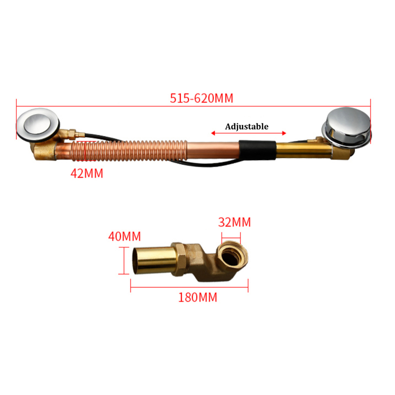 Brass Bath Pop-Up Drain Bathroom Bathtub Sink Waste Drainer Bathtub Drain NEUNAS bc1804-1