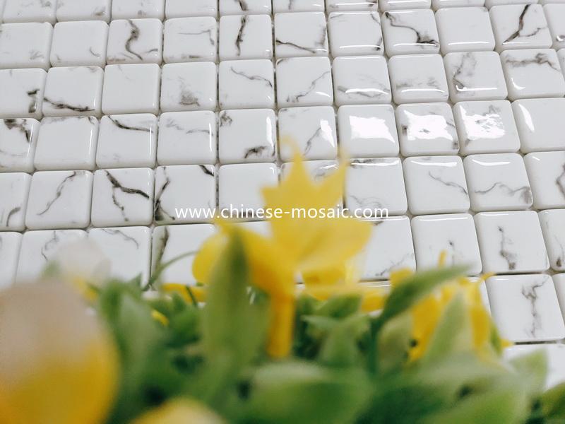 white marble glass mosaic