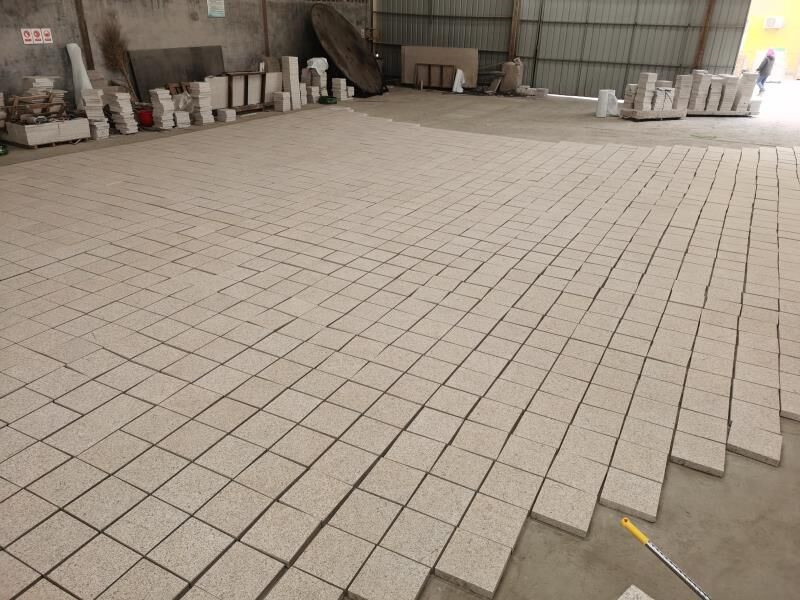 G682 granite bushhammered tiles