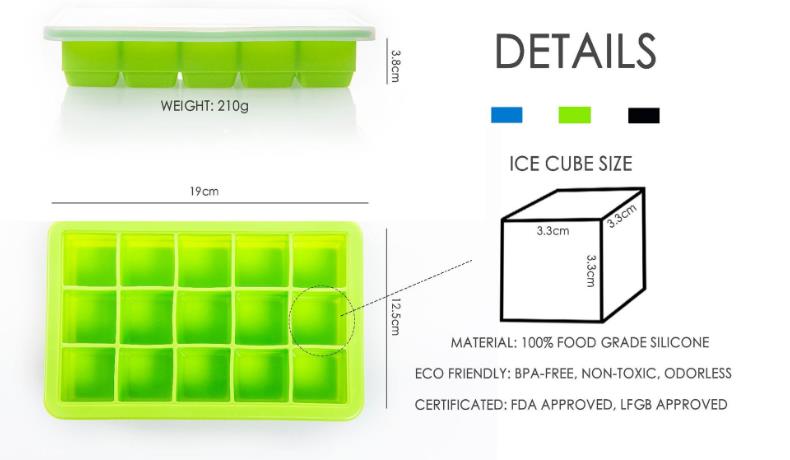 Removable Lid Easy-Release Flexible Ice Cube Molds