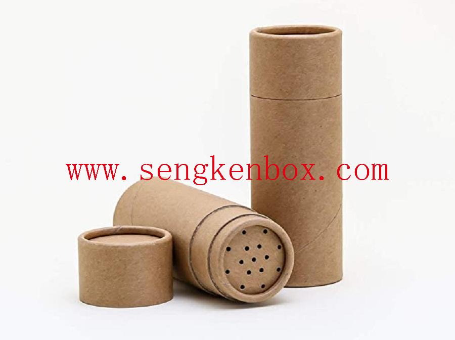 Brown Kraft Paper Powder Packaging Canister with Sprinkle Cardboard Lid
