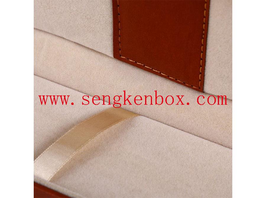 Hinged Lid Pen Leather Case
