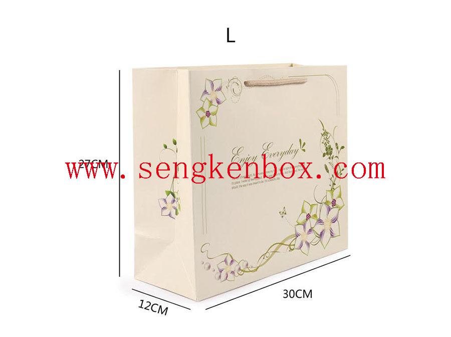 Simple Floral Pattern Waterproof Gift Bag With Cloth Handle