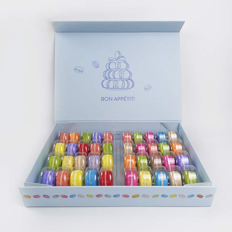 custom 40 macaron rigid paper gift box