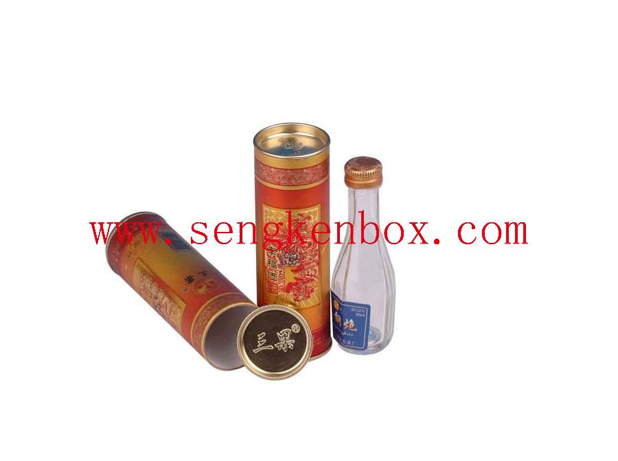 Composite Gold Metal Tin Paper Canister for Glass Bottle Packaging