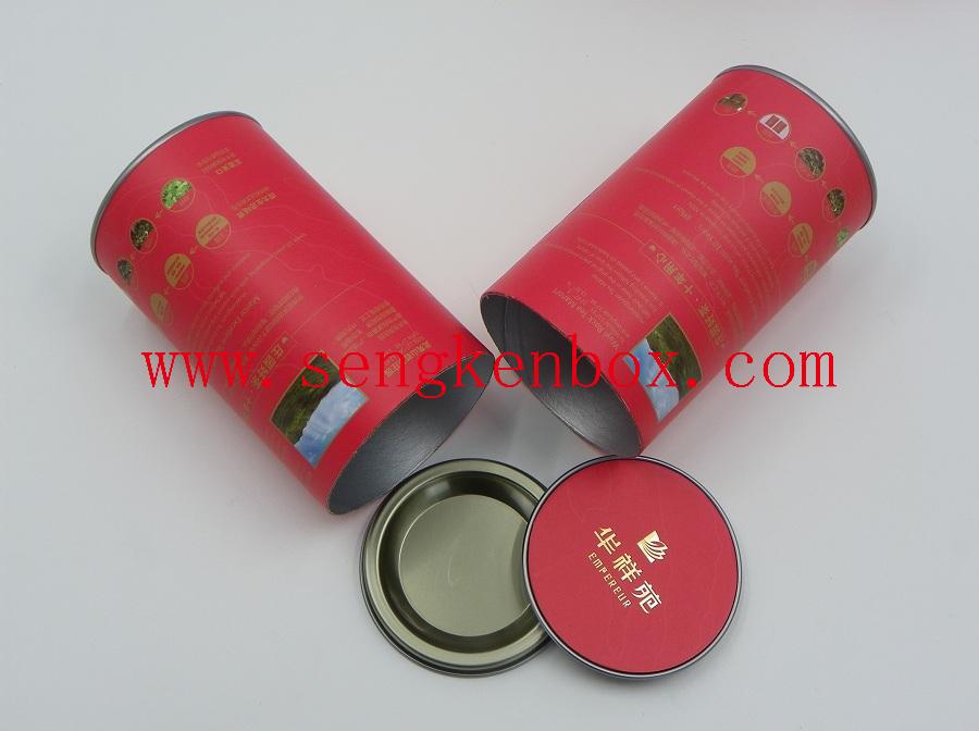 Tea Packaging Aluminum Paper Canister with Buckled Tin Lid