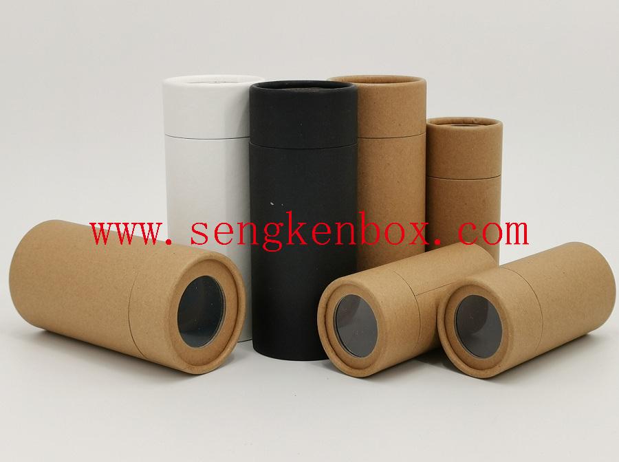Eco-friendly Paper Cardboard Canister Packaging Tube with Clear PET Window