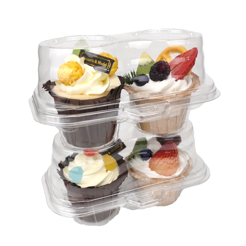 2 cupcake clear plastic container