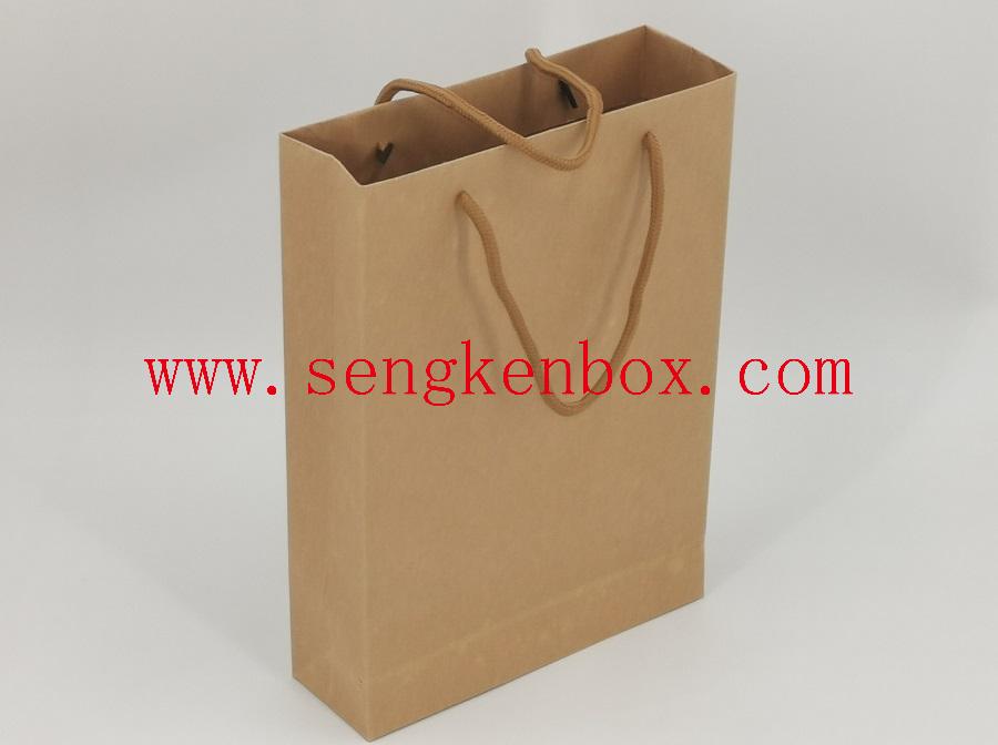 Plain Brown Kraft Card Paper Shopping Bag with Cotton Handle
