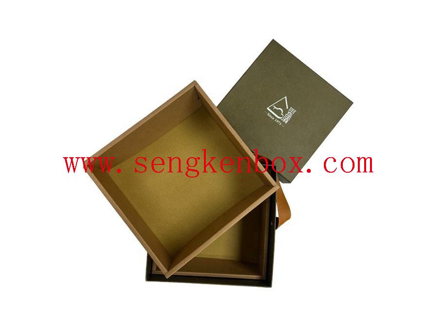 Paper Gift Box With Leather Handle