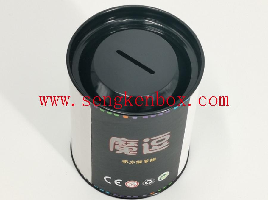 Paper Canister with Metal Coin Slot