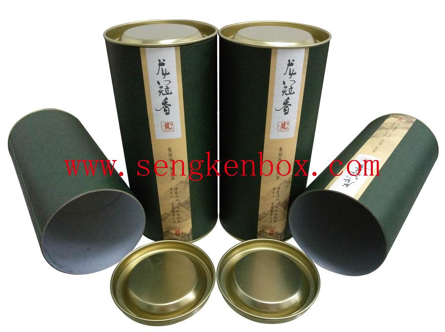 Tea Packaging Round Paper Tube with Inserted Metal Lid