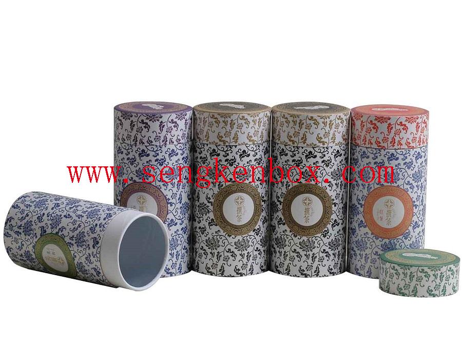 Flat Lid Cylinder Cardboard Paper Tube Packaging Box For Tea