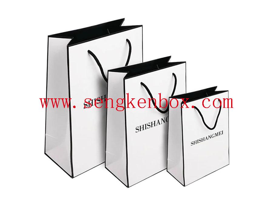Custom Printed White Boutique Paper Packaging Bag