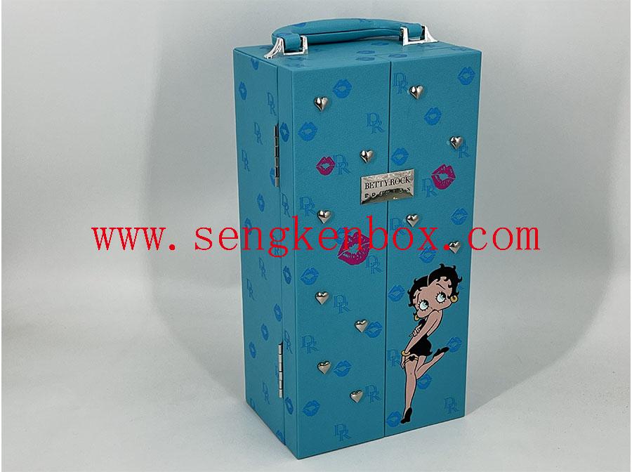 Wine Packaging Box With Blue Cartoon Pattern