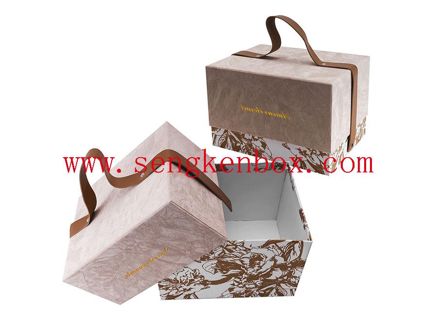 Paper Gift Box With Leather Handle