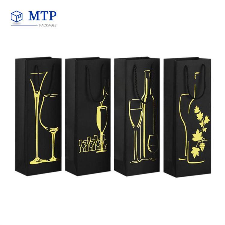 High Quality Custom Logo Wine Bottle Packaging Paper Bag