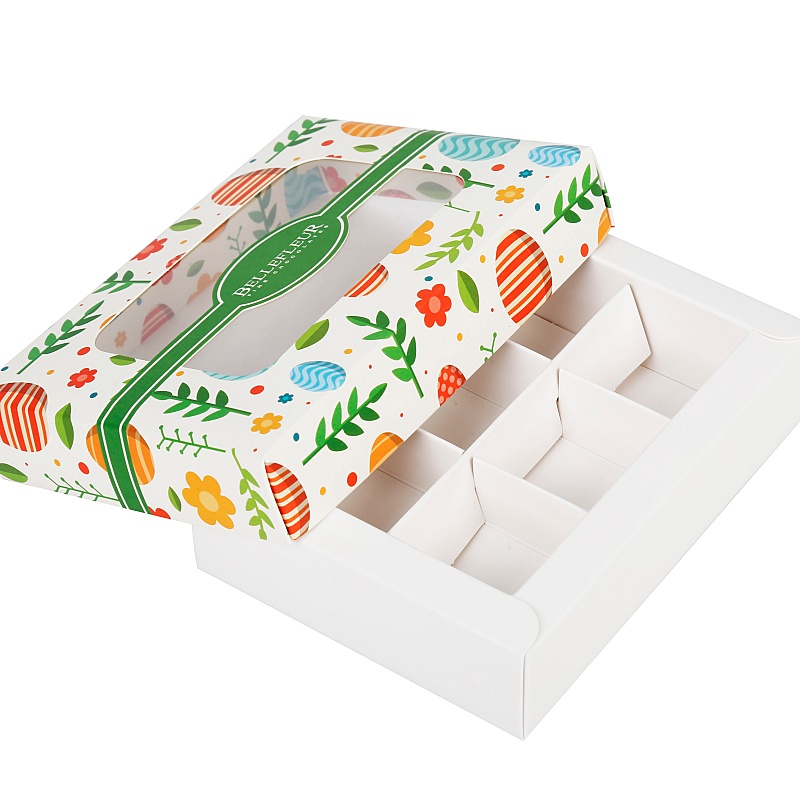 Hot Sale Lattice Empty White Chocolate Box with Clear Pvc Window