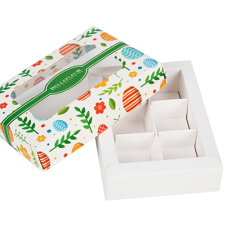 Hot Sale Lattice Empty White Chocolate Box with Clear Pvc Window