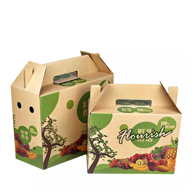 Custom Logo Transport Packaging Box With Handle For Fruit and Vegetable  