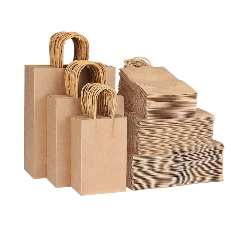 Custom Brown Kraft Craft Paper Bag With Handles For Shopping