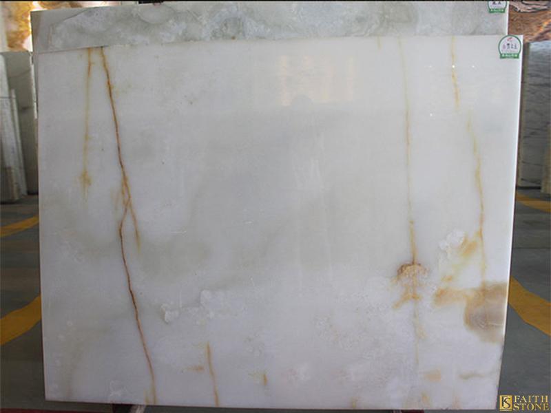 Gold Veins White Crystal Onyx Marble Slab