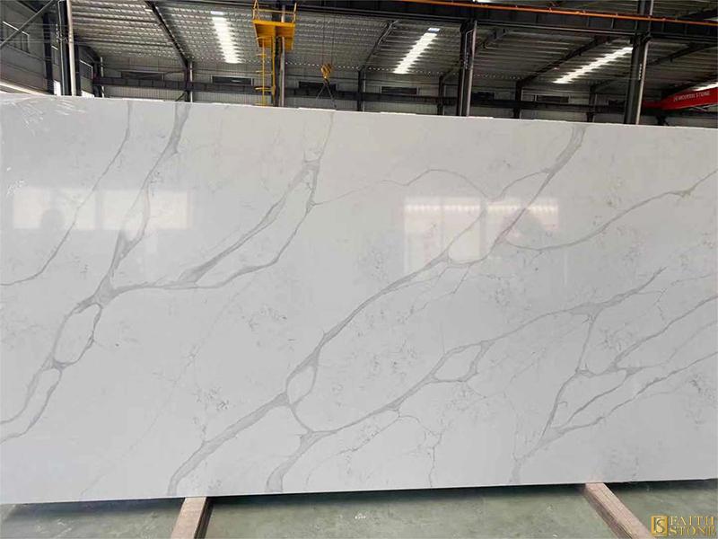 parkle Painting White Quartz Slab 