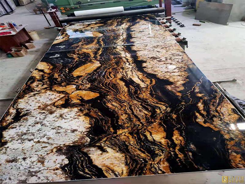 titanium gold black granite