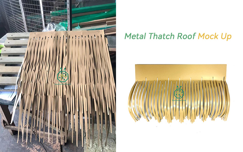 Aluminum thatch roof tiles for theme park lapa buildings