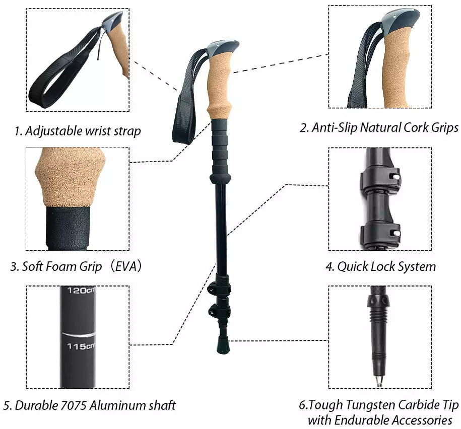 Aluminum 7075 trekking poles