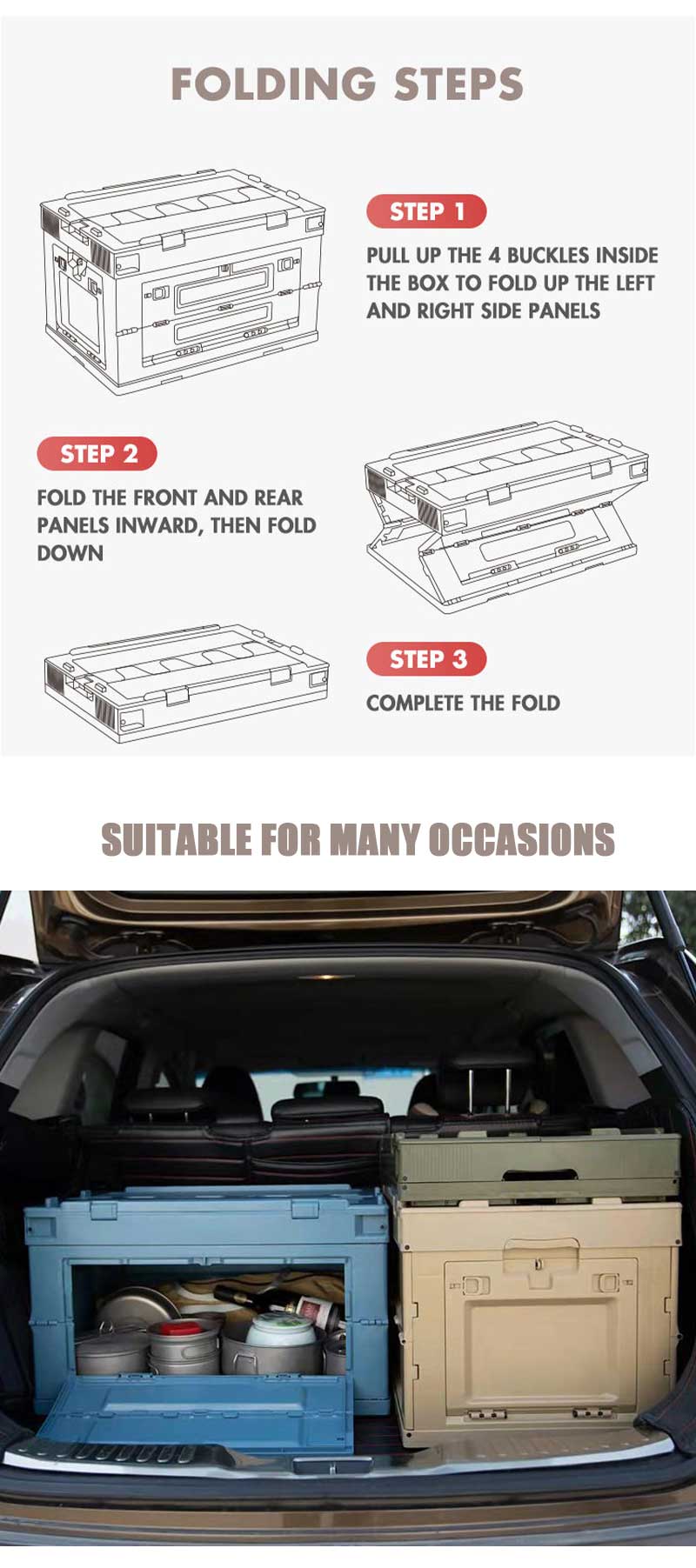 camping storage box with lid