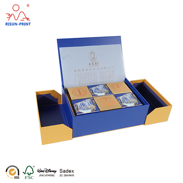 luxury double door-open clamshell food gift box packaging