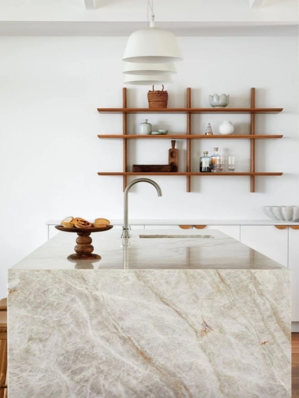 kitchen with taj mahal quartzite