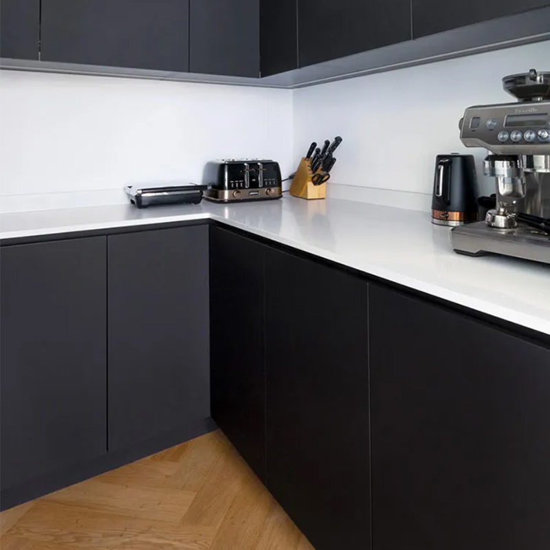 black kitchen cabinet